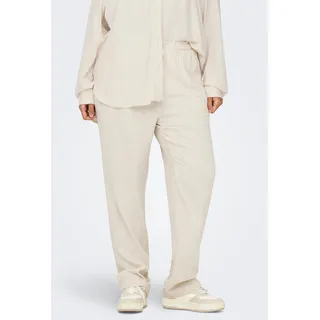 Schlupfhose ONLY CARMAKOMA "CARSIESTA HW PULL-UP LINEN BL PNT NOOS", Damen, Gr. 42, Länge 32, moonbeam, Web, Obermaterial: 80% Viskose, 20% Leinen, unifarben, gerade, Hosen Schlupfhose