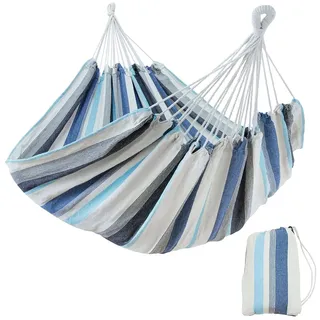 your GEAR Cebu - XXL Hängematte 220 x 160 cm | Smaragd (Grün) oder Aqua (Blau) |bis 300 kg | Baumwolle | Tuchhängematte 2 Personen| Packtasche [Aqua]