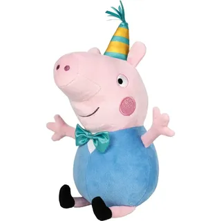 Schmidt Spiele 42830 Peppa Pig, Schorsch Wutz, Party, 37 cm Plüschfigur