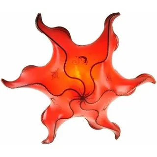 Simandra Orientalische Lampe Deckenleuchte Hängelampe marokkanische Deckenlampe Lederlampe STERN Gecko 63 cm, rot - Rot