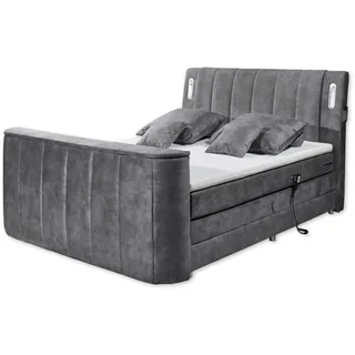Stella Trading Dallas Boxspringbett 180x200 cm - inkl. Motor & motorisierter TV-Halterung Anthrazit, Ausführung:Variante 1 - Grau