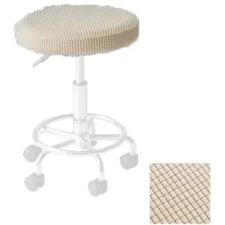 zalati Hockerbezug, runder Stil, rutschfest, weich, Stretch, Sitzkissen, Schonbezug, Schutz für Hocker, Bar, Stuhl, Durchmesser 30–34 cm, Beige
