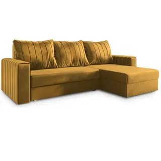 masseno Ecksofa CARL mit Schlaffunktion L-Form, Sofa mit Bettkasten, Wohnzimmersofa, Couch, Soffa, Bettsofa, Couchgarnitur- Orange, KRONOS 01 - Orange