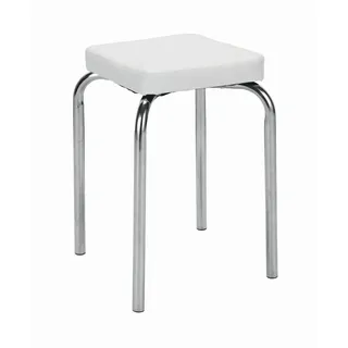 Boxxx Stapelhocker , Silberfarben, Weiß , Metall, Textil , 36x49x36 cm , stapelbar , Wohnzimmer, Sessel, Hocker & Hockerbänke, Sitzhocker