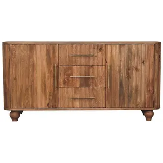 Artisan Furniture Sideboard mit Golden-Teak-Finish, 3 Schubladen, 2 Innenablagen, 2 Türen, braun , Braun , Holz , Echtholz,Mangoholz , 4 Fächer , Rechteckig , 146x73x35 cm , FSC 100% , Kleinmöbel, Kommoden, Sideboards