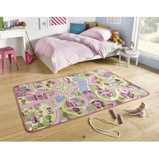 Hanse Home Play Spielteppich Sweet Town –Kinderteppich Jungen & Mädchen Kurzflor Teppich Straßen-Spielteppich Stadt Auto Straße-Motiv für Schlafzimmer, Kinderzimmer, Spielzimmer –160x240cm