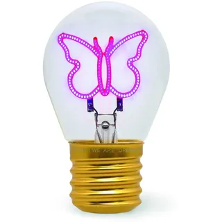 LEGAMI - Glühbirnenförmige Tischlampe, wiederaufladbar mit USB Kabel, kabellos, Glühbirnen Fiktion, Butterfly Thema, 6,8 x 10,3 cm