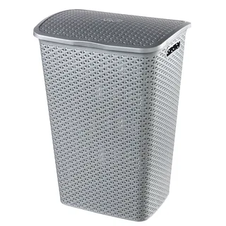 Curver 00713-087-00 My Style Wäschebox 55 L, Plastik, Silber, 42,8 x 33 x 60,4 cm