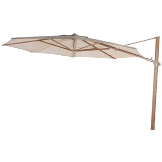 4Seasons Siesta Premium Ampelschirm Ø350cm Aluminium Holzoptik/Solefin Sand
