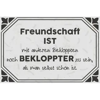 queence Metallbild "Bekloppte Freunde" Schriftzug  Sprüche  Sprüche & Texte 1 Stk. tlg. Stahlschild, Blechschild, Sprüche, Texte, Freundschaft, farbe bild(er): schwarz