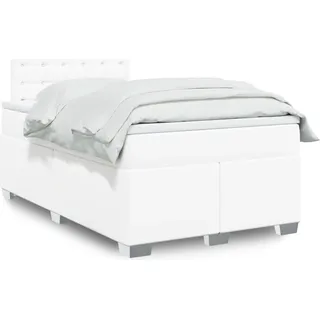 Langlebige Boxspringbett mit Matratze Weiß 120x200 cm Kunstleder Gästebett mit Lattenrost Möbel8870356 - Weiß