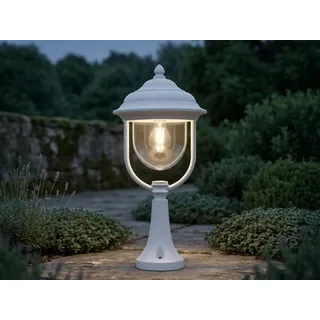 LED Sockelleuchte Weiß im Landhaustil, Gartenlaterne zur Wegbeleuchtung, H: 54cm - Weiß