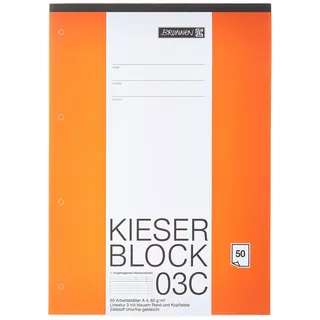Brunnen 1042923 Kieserblock Lineatur 3 50 Blatt, blanko, 80 g/m2, Klasse 3)