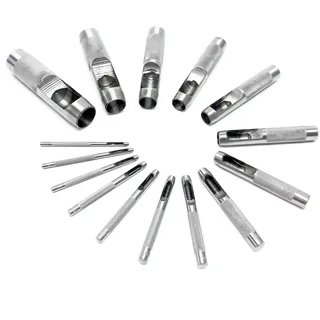 XPOtool Locheisen Satz 2-22mm 15tlg aus Carbonstahl für Leder, Gummi, Weichplastik u.v.m. Locheisenset