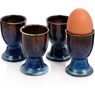 Sänger Eierbecher SET Tokio - 4 teilig aus Steingut , Dunkelblau , Keramik , 4-teilig , 13x23.5x6.5 cm , kratzfest , Geschirr, Tischkultur & Serviergeschirr, Eierbecher