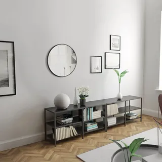 Aurlane Runder Badezimmerspiegel, 60 cm Durchmesser – mattschwarze Oberfläche – Ring Dark 60