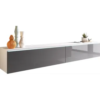 veneti P & B Lowboard 180x30 cm Grau/Weiß Holzwerkstoff