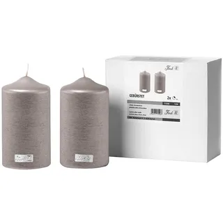 Stumpenkerze FINK "CANDLE", grau (stein), H:15cm Ø:8cm, Kerzen, Stumpenkerze