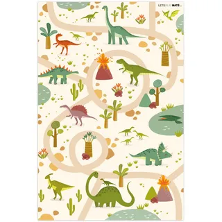 OnlyWow Kinderteppich Dino - Grün - Natur - Kinder - Design 120x180 cm , Beige , Kunststoff , Rechteckig , 120x0.3 cm , Ce , rutschfest , Teppiche und Böden, Teppiche, Kinderteppiche