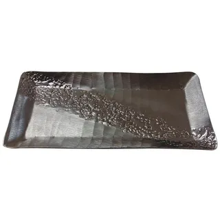 Ambia Home Serviertablett , Graphitfarben , Metall , Uni , rechteckig , 15x2x30 cm , Handmade in India , handgemacht, lebensmittelecht , Geschirr, Tischkultur & Serviergeschirr, Tabletts