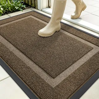 OLANLY Fußmatte für drinnen und draußen, wasserdicht, für alle Jahreszeiten, Allwetter-Fußmatte, robuster Naturkautschuk, lichtbeständig, niedriges Profil, leicht zu reinigen, für Terrasse, Veranda
