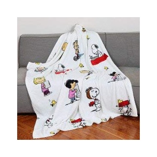 Snoopy Decke aus weichem Fleece Weiche und warme Mikrofaser, Weihnachten oder für eine Bequeme Entspannungscouch, TV-Plaid-Erdnüsse, 100% Polyester, weiß, Einheitsgröße