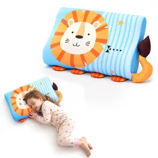 champracer Schlummerkids Kissen, Calmly Kinderkissen, Kinderkopfkissen, Atmungsaktives Ergonomisches Kissen für Jungen und Mädchen mit Niedlichen Tierdesigns (Löwe,45 * 27 * 6 cm)