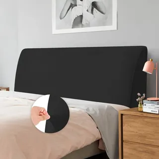 Caijin Bett Kopfteil Schonbezug, Staubdichte Schutzhülle für gepolsterte Schlafzimmer Kopfteil, Samt Stoff (180-200 cm, Schwarz)