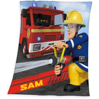 Herding Feuerwehrmann Sam Fleece-Kuscheldecke, 130 x 160 cm, Polyester, Mehrfarbig