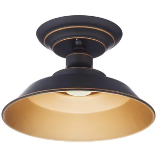 63701 Einflammige Leuchte Iron Hill, 22 cm, zur Deckenmontage von Westinghouse Lighting für Innenbereiche, Ausführung in geölter Bronze mit Akzenten
