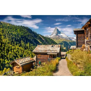 Papermoon Fototapete »Häuser in berg Landschaft«, bunt