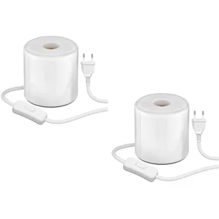 ledscom.de 2 Stück Tischlampe TIPO, Schalter, Porzellan, weiß, 1x E27 max. 300W