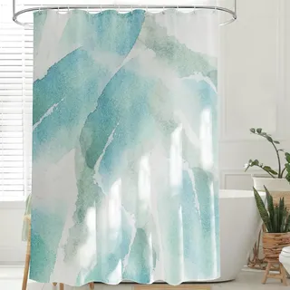 Feagar Duschvorhang 200x200 – Blauem Aquarellmuster, Wasserdicht, Anti Schimmel, Schnell Trocknend – Waschbar, aus Polyester für Duschvorhang Badewanne und Dusche, mit 12 Ringen
