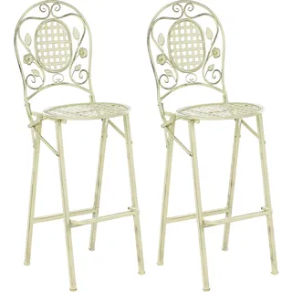 BELIANI Barstuhl 2er Set Hellgrün Metall Klappbar Antik-Optik Vintage-Optik Romantischer Französischer Pariser Stil Ohne Armlehne Balkon Garten - Grün