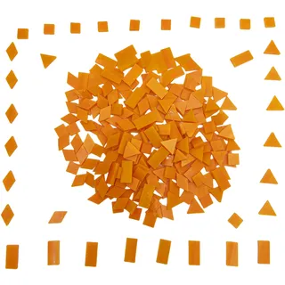 Set mit 220 gefärbten Glasmosaikfliesen für kreative Hobbys und Innendekoration - 4 gemischte Formen - Quadrate + Diamant + Dreieck + Rechteck - Orange
