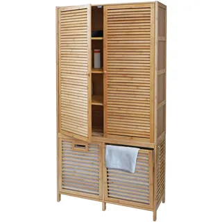 Mendler Bambus HWC-N83 Badezimmerschrank 168 x 82 x 34 cm Braun Bambus