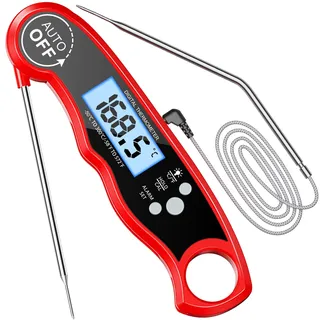 CIRYCASE Fleischthermometer Digital, Sofort Lesen Bratenthermometer Ofenthermometer, Externe Lange Sonde mit 102cm-Edelstahlkabel, Zeigerthermometer, Backofenthermometer für Küche, BBQ, Ofen, Backen
