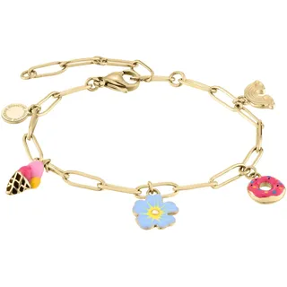 Armband COOL TIME "Schmuck Edelstahl Armkette The Cool Charm", gold (gelbgoldfarben, pink, rosa, gelb, hellblau, schwarz), Armbänder, 17cm, Edelstahl, Armband
