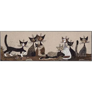 Salonloewe Rosina Wachtmeister Fußmatte Serafino & Friends 60x180 cm Katzen bunt Läufer Wohn-Teppich waschbar