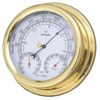 Altitude Wetterstation Messing analog Barometer Thermohygromer 150mm 866bth