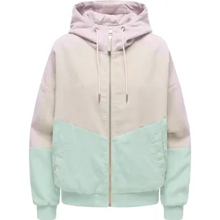 Cordjacke RAGWEAR "Cordjacke Queny Cordy", Damen, Gr. M, grün (mint), Obermaterial: 90% Polyester PES. 10% Nylon NY.  Obermaterial: Futter: 100% Polyester PES., lässig geschnitten, hoch geschlossener Ausschnitt, Ärmel ohne Ärmelschlitz Rippbündchen, Jacken Cordjacke, Jacke in Feinkord-Optik mit verstellbarer Kapuze