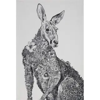 MAXWELL & WILLIAMS Marini Ferlazzo Geschirrtuch mit Tiermotiv Känguru 100% indische Baumwolle, weiß, 50 x 70 cm