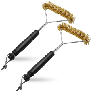 2 Stück Grillbürste Messingbeschichtung, Messingbürste Grill mit Verbrühschutzgriff Messingbürste Klein Pizzaofen Bürste Grill Bürste Ofenbürste für Grillrost Gasgrill Holzkohlegrill Gusseisengrill