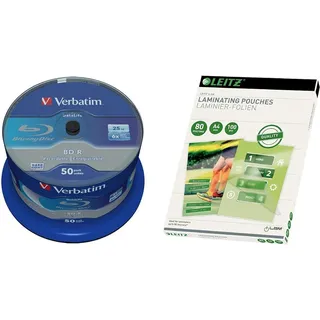 Verbatim BD-R SL Blu Ray Rohlinge & Leitz Heißlaminierfolien A4 80 mic