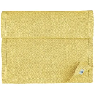 Linen & Cotton Tischläufer Stoff Tischwäsche Modern Scandi mit Hohlsaum - 100% Leinen, Gelb (44 x 270 cm) Tischband Läufer Tisch Decken für Home Küche Wohnzimmer Büro Restaurant Hotel Buffet Dinner