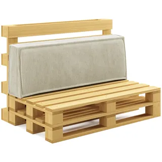chilly pilley® Palettenkissen Palettenauflagen aus Cord für EU-Paletten - Abnehmbarer Bezug - Sitzkissen - Rückenlehnenkissen viele Farben (Creme, Rückenkissen 120x40)
