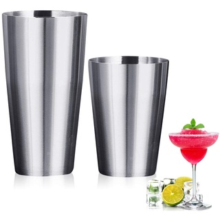 GOLRISEN Cocktail Shaker Edelstahl Cocktailshaker Barset Boston Shaker Set Cocktail Messbecher 700ML+500ML Kapazität Shaker Becher Cocktailset für Anfänger professionelle Barkeeper Bar Partys(Silber)