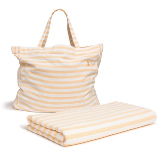 Möve Beach Set bestehend aus Strandtasche und Decke 180 x 150 cm aus 100% Baumwolle, Snow/Gold