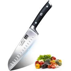 SHAN ZU Kochmesser Küchenmesser Santoku Messer 18 cm Deutscher Edelstahl Extra Scharfe Messerklinge mit ergonomischer Griff Exquisiter Geschenkverpackung