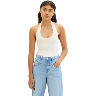 TOM TAILOR Denim Damen 1036514 Basic Neckholder Top, 10348-Gardenia White, XL